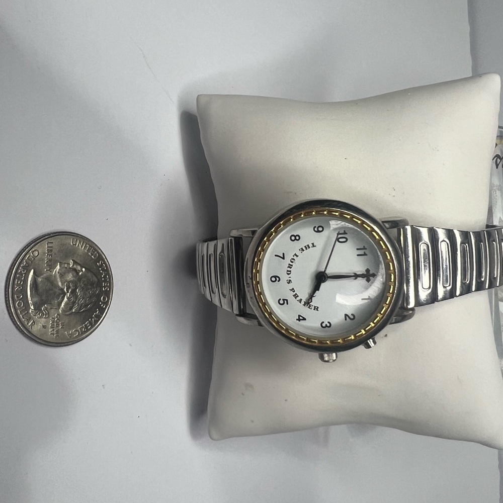 The Lord’s Prayer Silver and Gold Watch… Works Fine